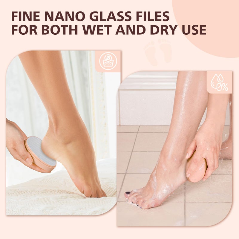 BALUCA Glass Foot File Callus Remover for Feet - Nano Glass Foot Scraper Scrubber Dead Skin Removal for Cracked Heels Professional Pedicure Tool for Home  Salon  and Travel (Apricot) - Image 4